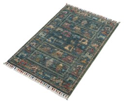Close-up detail of New Samarkand rug from Pakistan showing Wool weave