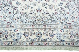 Full view of New Nain rug from Iran / Persia, 293 × 200 cm in Beige tones