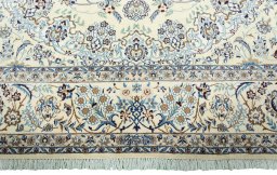 Full view of 2000s Nain rug from Iran / Persia, 363 × 243 cm in Beige tones