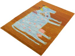 Corner detail of New Kilim Dastan rug showing border pattern and Wool pile