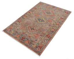 Close-up detail of New Kazak rug from Pakistan showing Wool weave