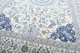 Close-up detail of 2000s Nain rug from Iran / Persia showing Wool weave