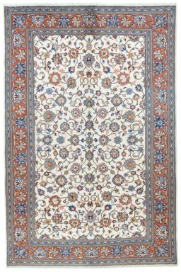 Full view of 2000s Sarough rug from Iran / Persia, 296 × 195 cm in Beige tones