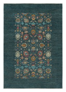 Full view of New Farahan rug from Pakistan, 236 × 168 cm in Green tones