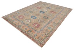 Close-up detail of New Kazak rug from Pakistan showing Wool weave