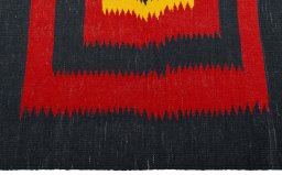 Close-up detail of New Kilim Sofre rug from Turkey showing Wool weave