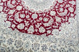Close-up detail of New Nain rug from Iran / Persia showing Wool weave