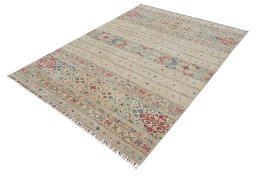 Close-up detail of New Samarkand rug from Pakistan showing Wool weave