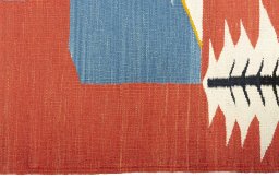 Close-up detail of New Kilim Dastan rug from Turkey showing Wool weave