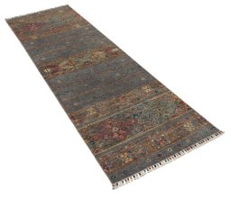 Corner detail of New Samarkand rug showing border pattern and Wool pile
