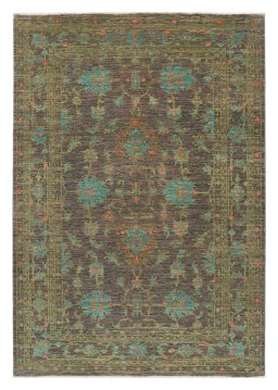 Full view of New Farahan rug from Pakistan, 205 × 144 cm in Brown tones