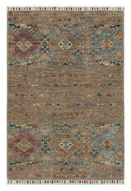 Full view of New Samarkand rug from Pakistan, 113 × 78 cm in Gray tones