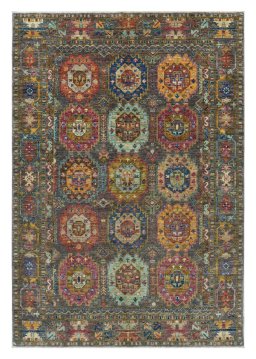 Full view of New Samarkand rug from Pakistan, 211 × 148 cm in Brown tones