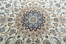 Central medallion detail of 2000s Nain rug from Iran / Persia