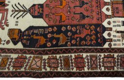 Close-up detail of 1930s Baloch rug from Iran / Persia showing Wool weave