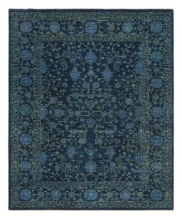 Full view of New Farahan rug from Pakistan, 243 × 197 cm in Blue tones