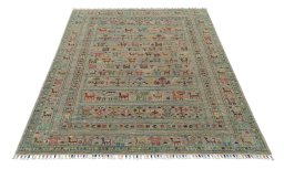 Surface texture of New Samarkand rug with natural Wool and intricate pattern