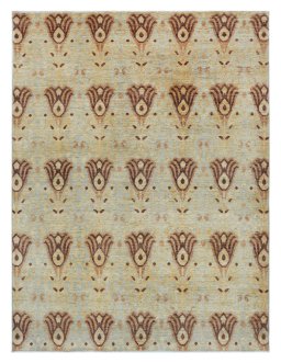 Full view of New Farahan rug from Pakistan, 204 × 157 cm in Beige tones