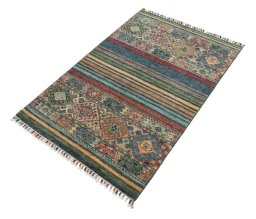 Close-up detail of New Samarkand rug from Pakistan showing Wool weave