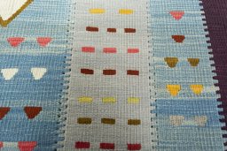 Backside of handmade New Kilim Dastan rug showing knot structure and weave density