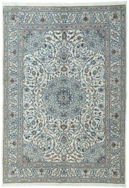 Full view of 2000s Kashmar rug from Iran / Persia, 293 × 205 cm in Beige tones