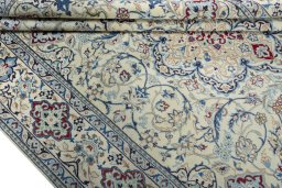 Close-up detail of 2000s Nain rug from Iran / Persia showing Wool weave