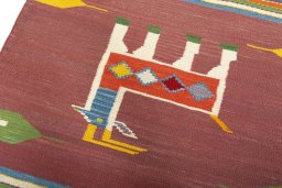 Surface texture of New Kilim Dastan rug with natural Wool and intricate pattern