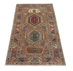 Surface texture of New Kazak rug with natural Wool and intricate pattern