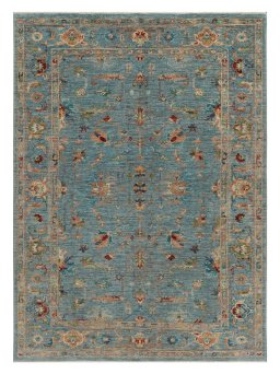 Full view of New Farahan rug from Pakistan, 197 × 144 cm in Blue tones