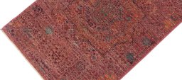 Backside of handmade New Mamluk rug showing knot structure and weave density