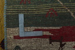 Close-up detail of 2000s Persian Gabbeh rug from Pakistan showing Wool weave
