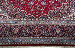 Full view of 2000s Kashan rug from Iran / Persia, 401 × 284 cm in Red tones