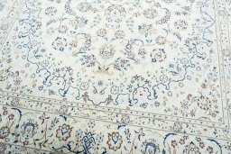 Close-up detail of 2000s Nain rug from Iran / Persia showing Wool weave
