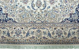 Full view of 2000s Nain rug from Iran / Persia, 305 × 201 cm in Beige tones
