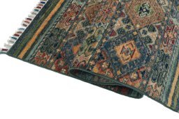 Close-up detail of New Samarkand rug from Pakistan showing Wool weave