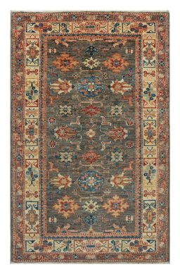 Full view of New Kazak rug from Pakistan, 152 × 98 cm in Gray tones
