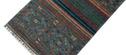 Backside of handmade New Samarkand rug showing knot structure and weave density