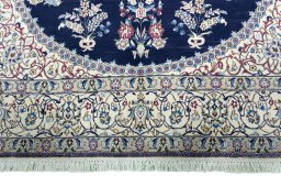 Full view of 2000s Nain rug from Iran / Persia, 306 × 199 cm in Blue tones
