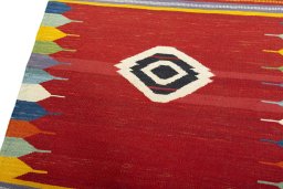 Surface texture of New Kilim Sofre rug with natural Wool and intricate pattern