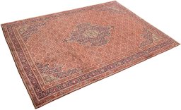 Close-up detail of 2000s Bijar rug from Iran / Persia showing Wool weave