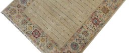 Backside of handmade New Samarkand rug showing knot structure and weave density