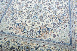 Close-up detail of 2000s Nain rug from Iran / Persia showing Wool weave