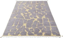 Corner detail of New Morocco rug showing border pattern and Wool pile