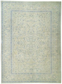 Full view of 1970s Vintage rug from Pakistan, 372 × 271 cm in Beige tones