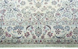 Full view of 2000s Nain rug from Iran / Persia, 366 × 240 cm in Beige tones