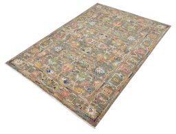 Close-up detail of New Kazak rug from Pakistan showing Wool weave