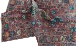 Full view of New Kazak rug from Pakistan, 206 × 146 cm in Red tones