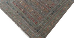 Backside of handmade New Samarkand rug showing knot structure and weave density