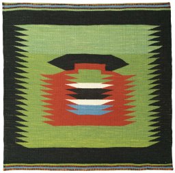 Full view of New Kilim Sofre rug from Turkey, 103 × 104 cm in Multi Color tones