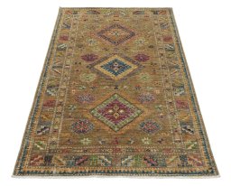 Surface texture of New Kazak rug with natural Wool and intricate pattern
